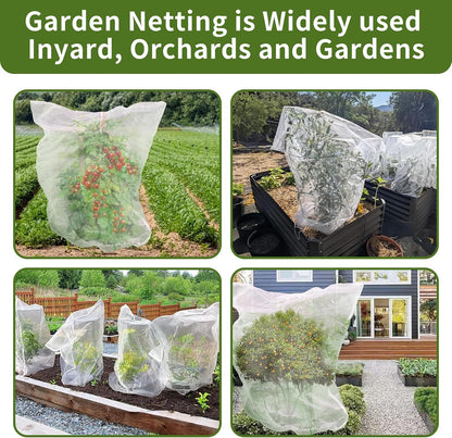 2Pcs 10X10ft Fruit Tree Netting Covers for Birds and Squirrels –Bird Nets for Fruit Trees with Zipper and Drawstring, Extra Large Durable Mesh Garden Netting to Protect Fruit Trees