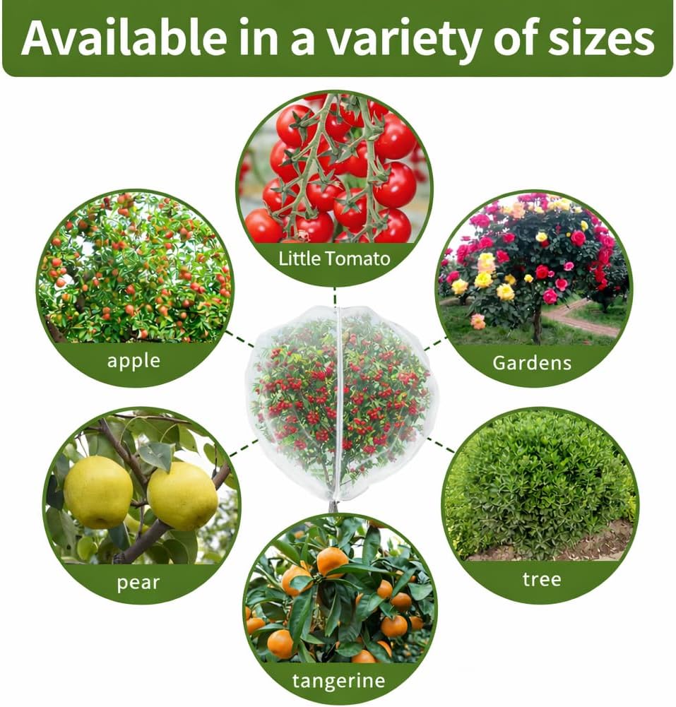 2Pcs 10X10ft Fruit Tree Netting Covers for Birds and Squirrels –Bird Nets for Fruit Trees with Zipper and Drawstring, Extra Large Durable Mesh Garden Netting to Protect Fruit Trees