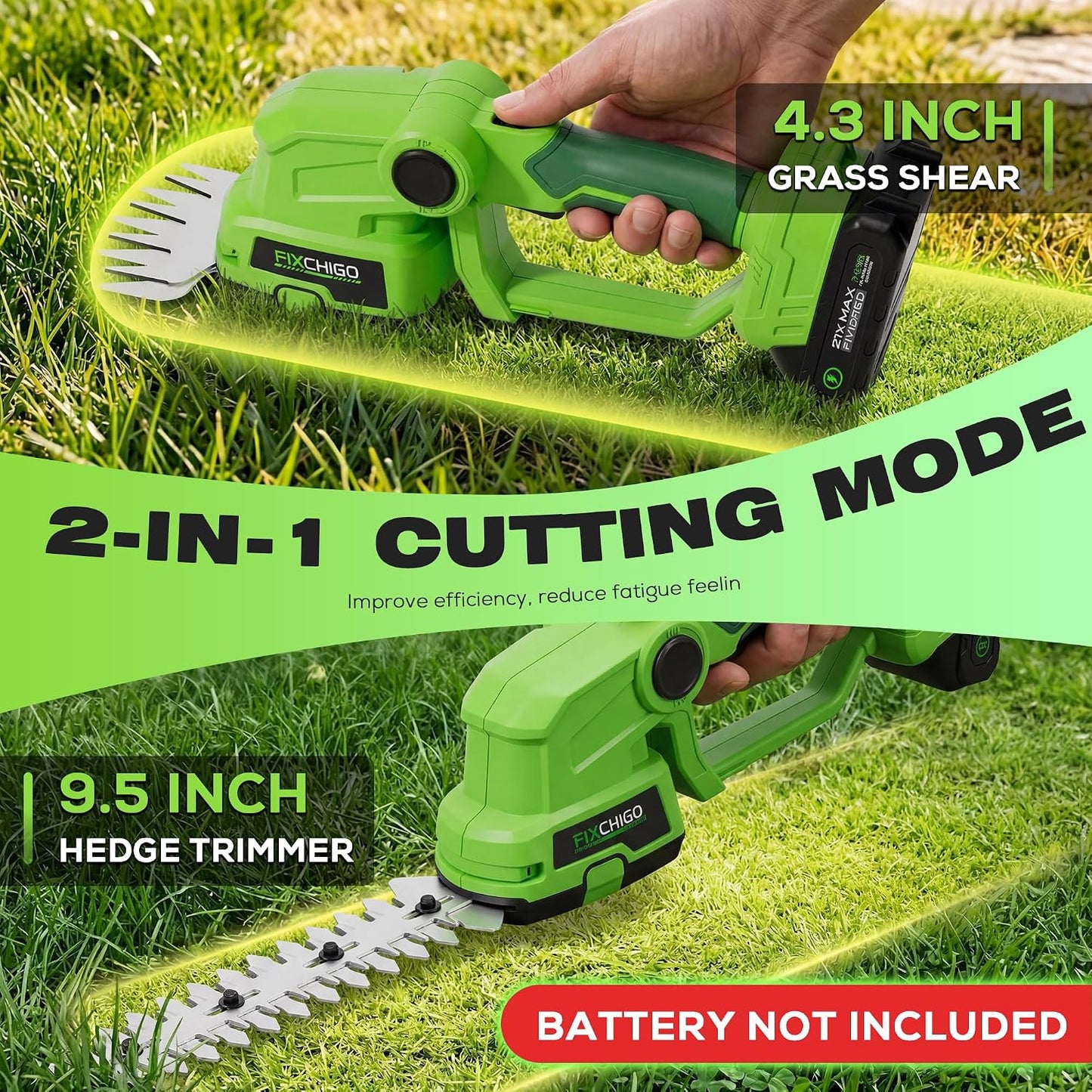 21V Cordless Hedge Trimmer, 2 in 1 Handheld Bush Trimmer Compatible with MAKITA 21V Battery(Battery not Included), Electric Grass Shear for Garden Yard Lawn Care, Powerful & Lightweight