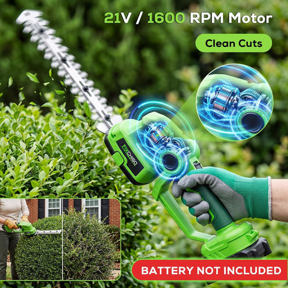 21V Cordless Hedge Trimmer, 2 in 1 Handheld Bush Trimmer Compatible with MAKITA 21V Battery(Battery not Included), Electric Grass Shear for Garden Yard Lawn Care, Powerful & Lightweight