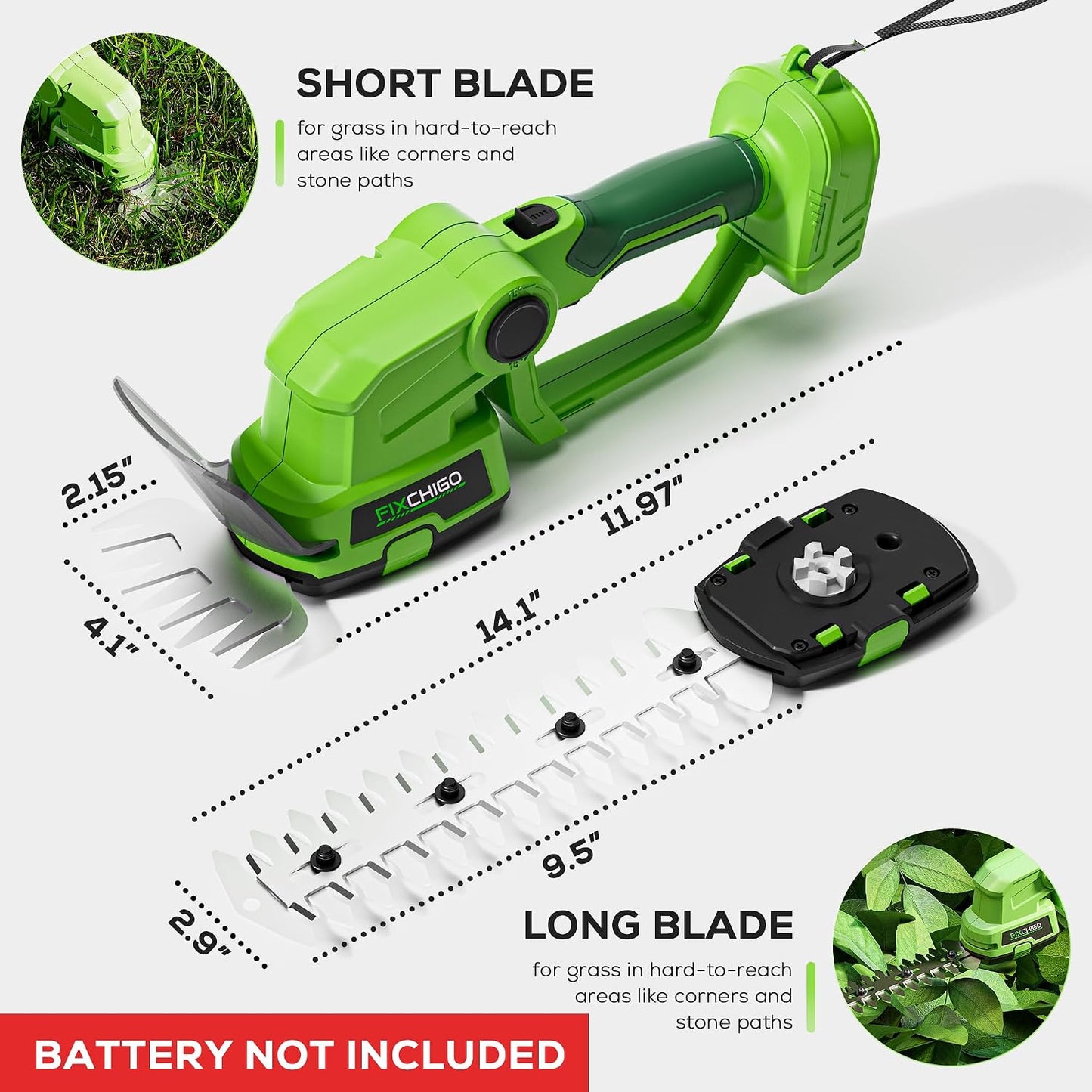21V Cordless Hedge Trimmer, 2 in 1 Handheld Bush Trimmer Compatible with MAKITA 21V Battery(Battery not Included), Electric Grass Shear for Garden Yard Lawn Care, Powerful & Lightweight