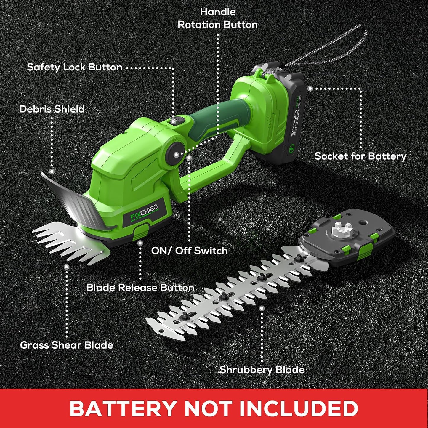 21V Cordless Hedge Trimmer, 2 in 1 Handheld Bush Trimmer Compatible with MAKITA 21V Battery(Battery not Included), Electric Grass Shear for Garden Yard Lawn Care, Powerful & Lightweight