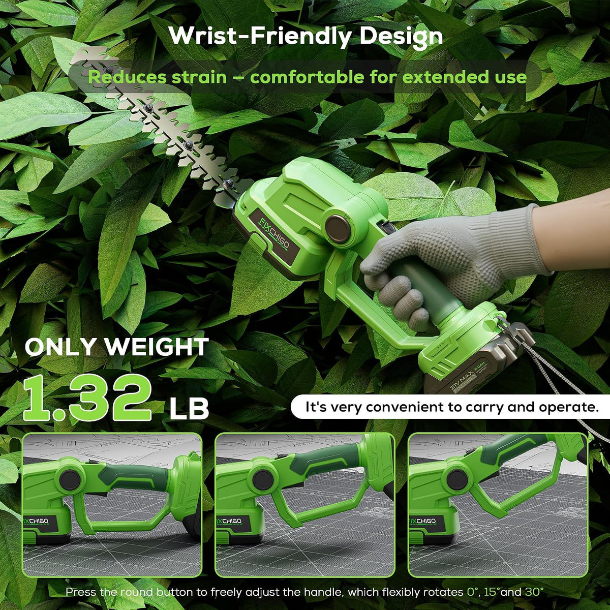 21V Cordless Hedge Trimmer, 2 in 1 Handheld Bush Trimmer Compatible with MAKITA 21V Battery(Battery not Included), Electric Grass Shear for Garden Yard Lawn Care, Powerful & Lightweight