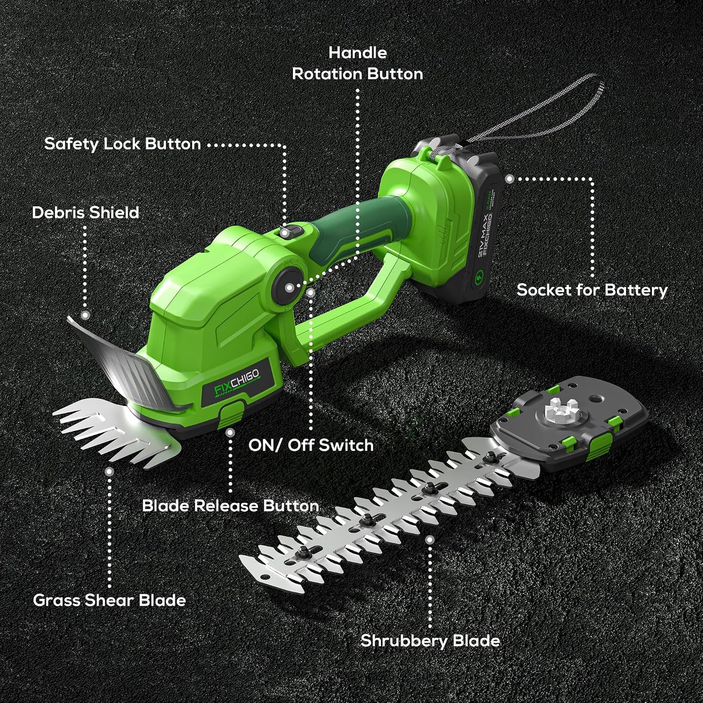 21V Cordless Hedge Trimmer, 2 in 1 Handheld Bush Trimmer Compatible with MAKITA 21V Battery(Battery not Included), Electric Grass Shear for Garden Yard Lawn Care, Powerful & Lightweight