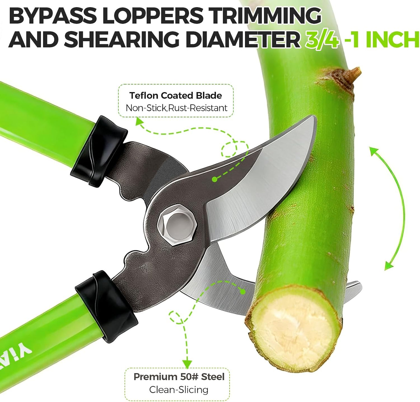 Pruning Shears and Garden Loppers 2pc Set, 15" Branch Cutter