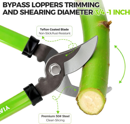 Pruning Shears and Garden Loppers 2pc Set, 15" Branch Cutter
