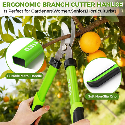 Pruning Shears and Garden Loppers 2pc Set, 15" Branch Cutter