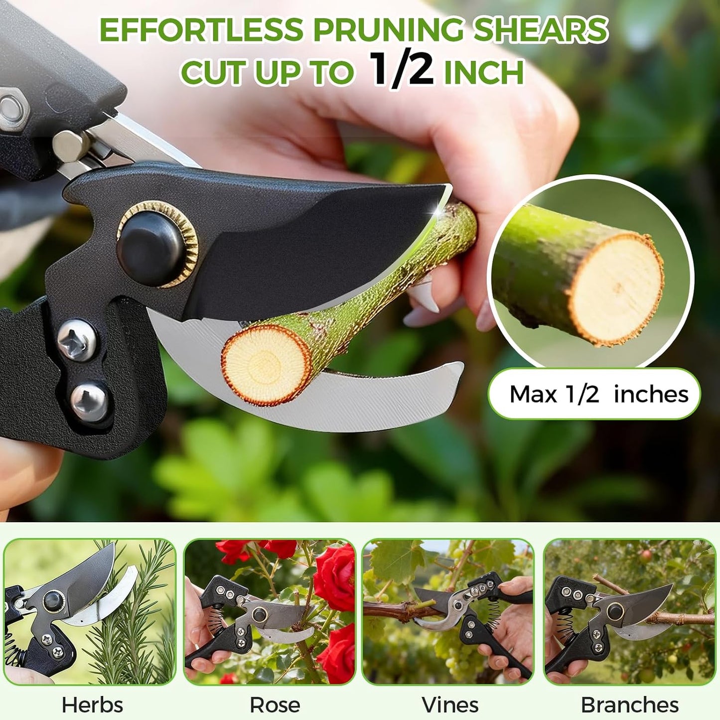 Pruning Shears and Garden Loppers 2pc Set, 15" Branch Cutter
