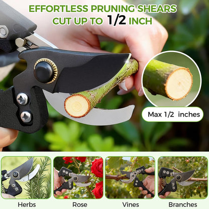 Pruning Shears and Garden Loppers 2pc Set, 15" Branch Cutter