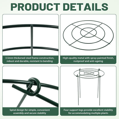 8 Pack Heavy Duty Metal Peony Cage and Supports, 4 Legs Plant Support Ring for Outdoor Plants Rose Sage Peonies Cucumbers Tomato Strawberry(11.8" Dx16 H)