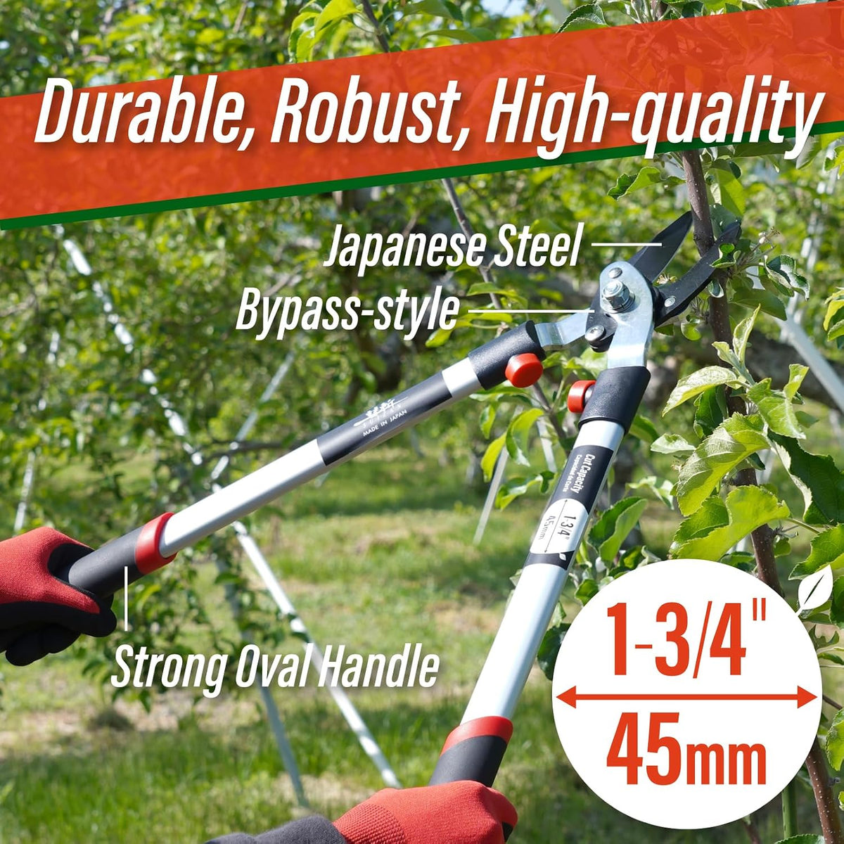 Bypass Hand Loppers 25" - Japanese Branch Cutter Garden Tree Trimmer