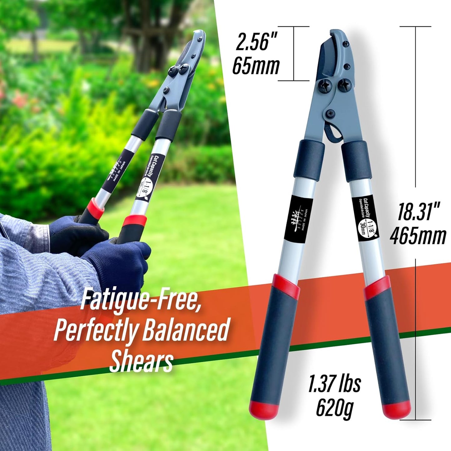Bypass Hand Loppers 25" - Japanese Branch Cutter Garden Tree Trimmer