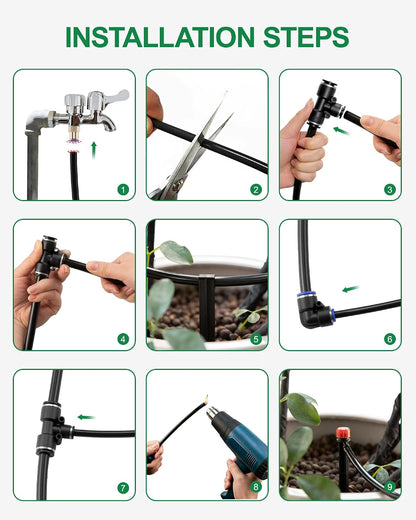 Drip Irrigation System for Garden, 180FT Tubing