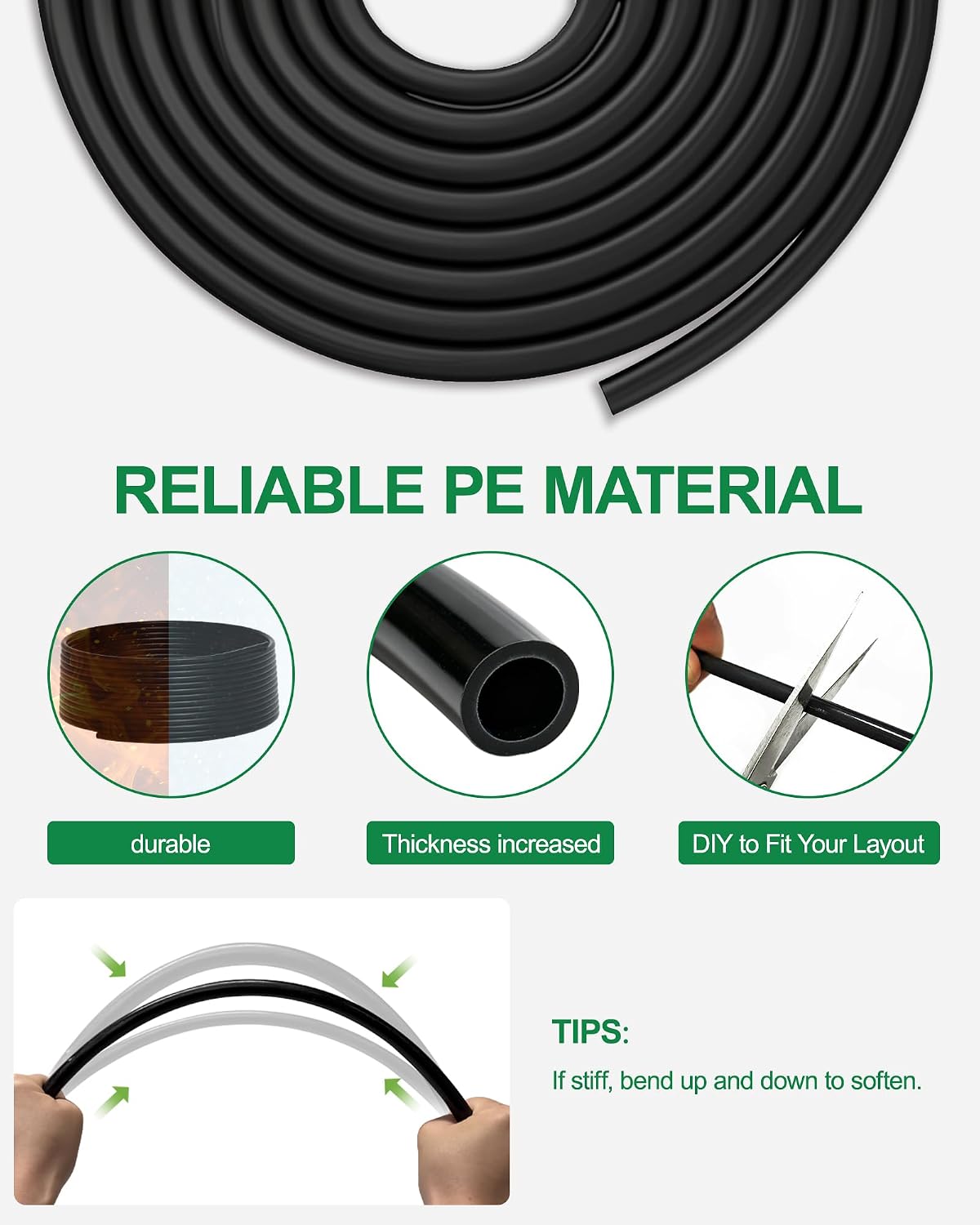 Drip Irrigation System for Garden, 180FT Tubing