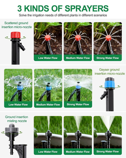 Drip Irrigation System for Garden, 180FT Tubing