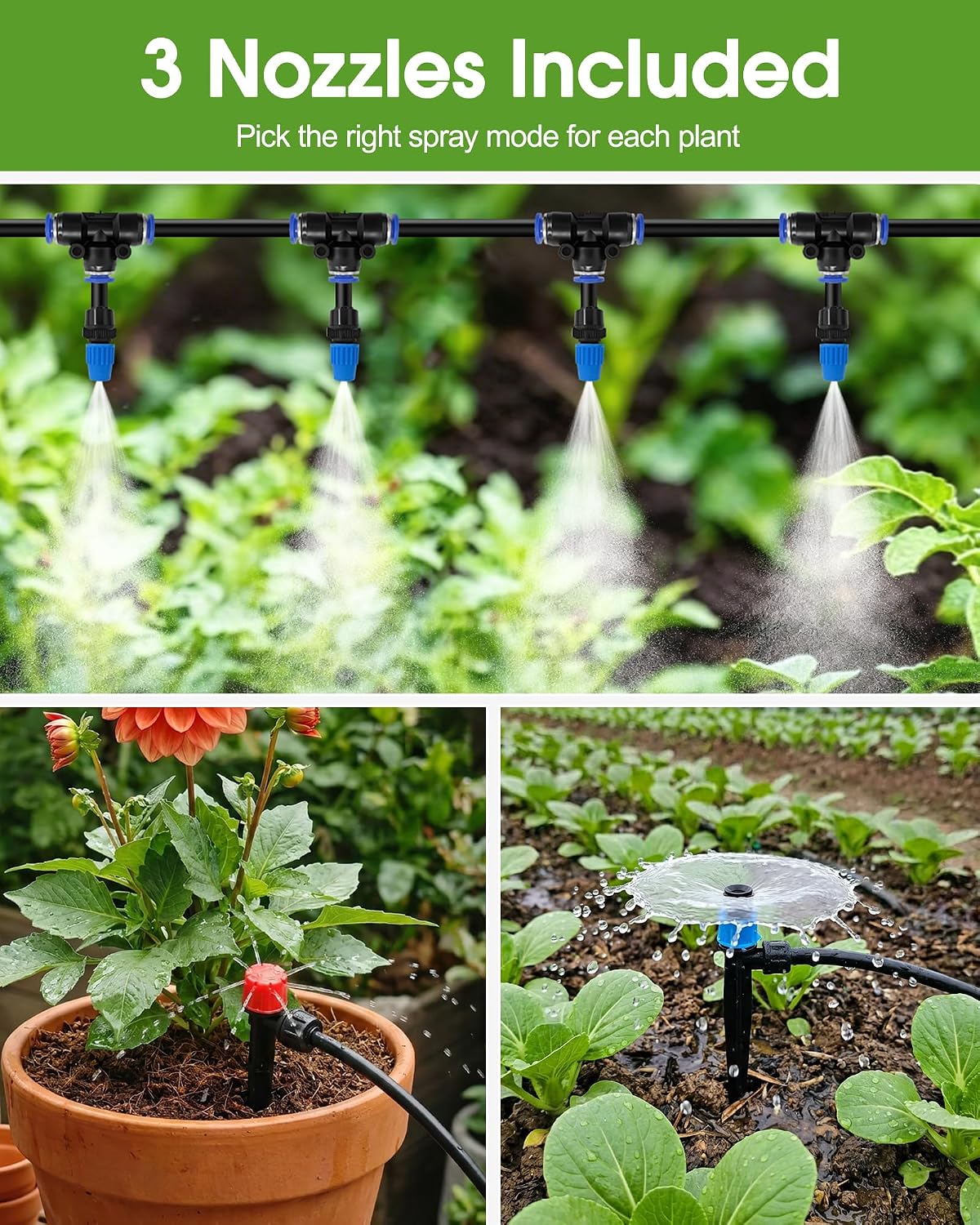 Drip Irrigation System for Garden, 180FT Tubing