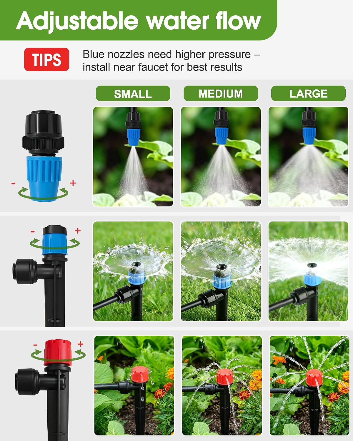 Drip Irrigation System for Garden, 180FT Tubing