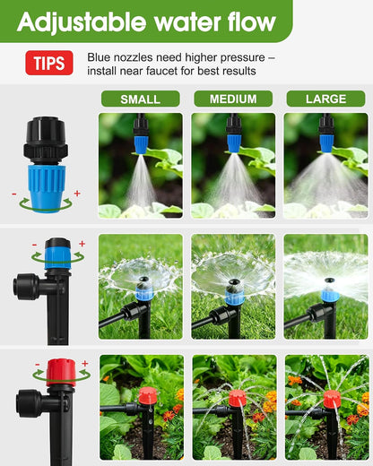 Drip Irrigation System for Garden, 180FT Tubing