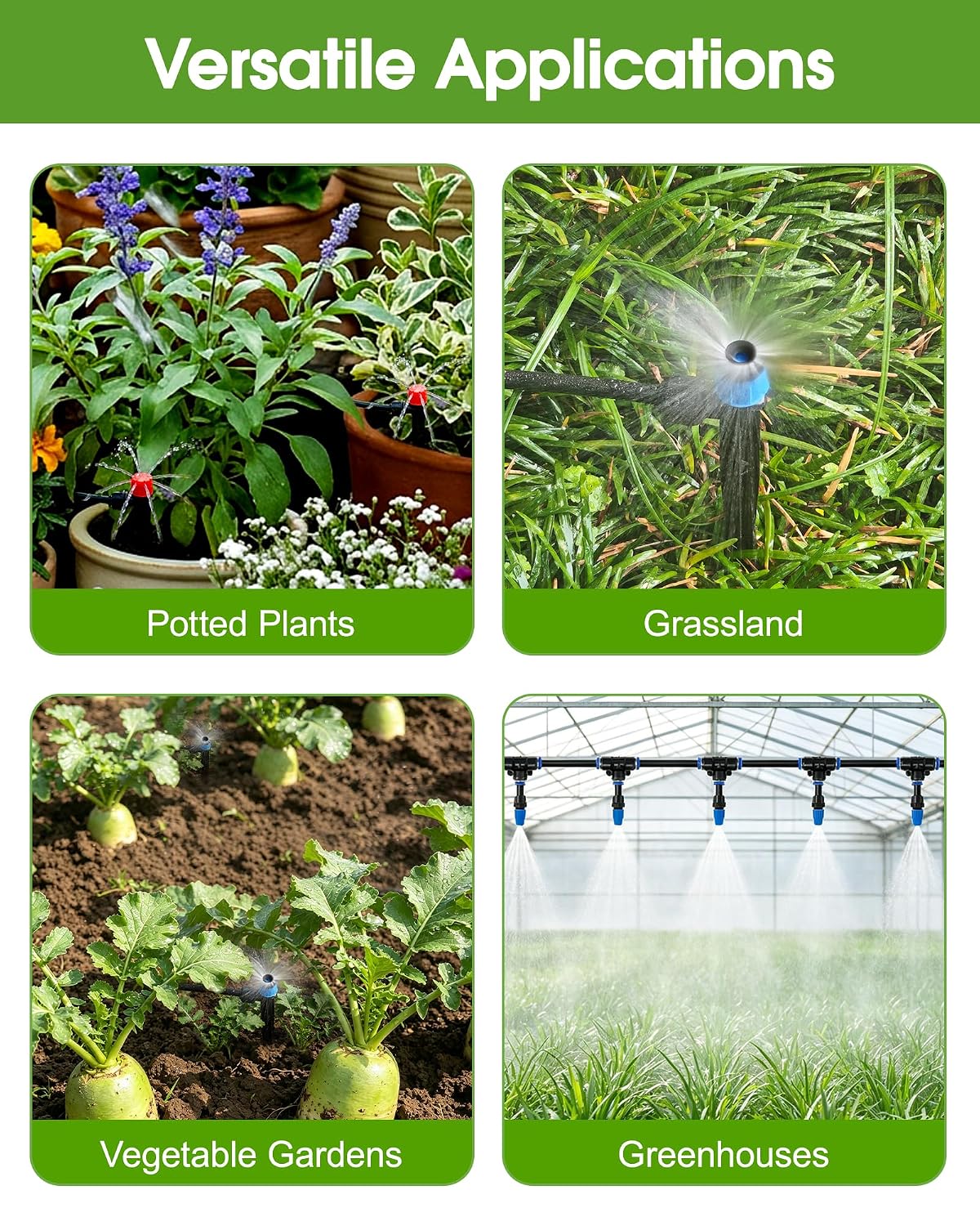Drip Irrigation System for Garden, 180FT Tubing