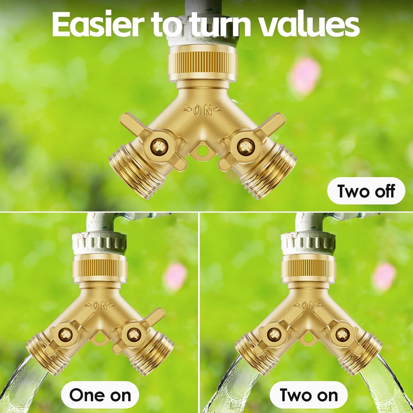 2 Way Brass Garden Hose Splitter