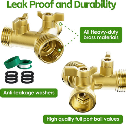 2 Way Brass Garden Hose Splitter