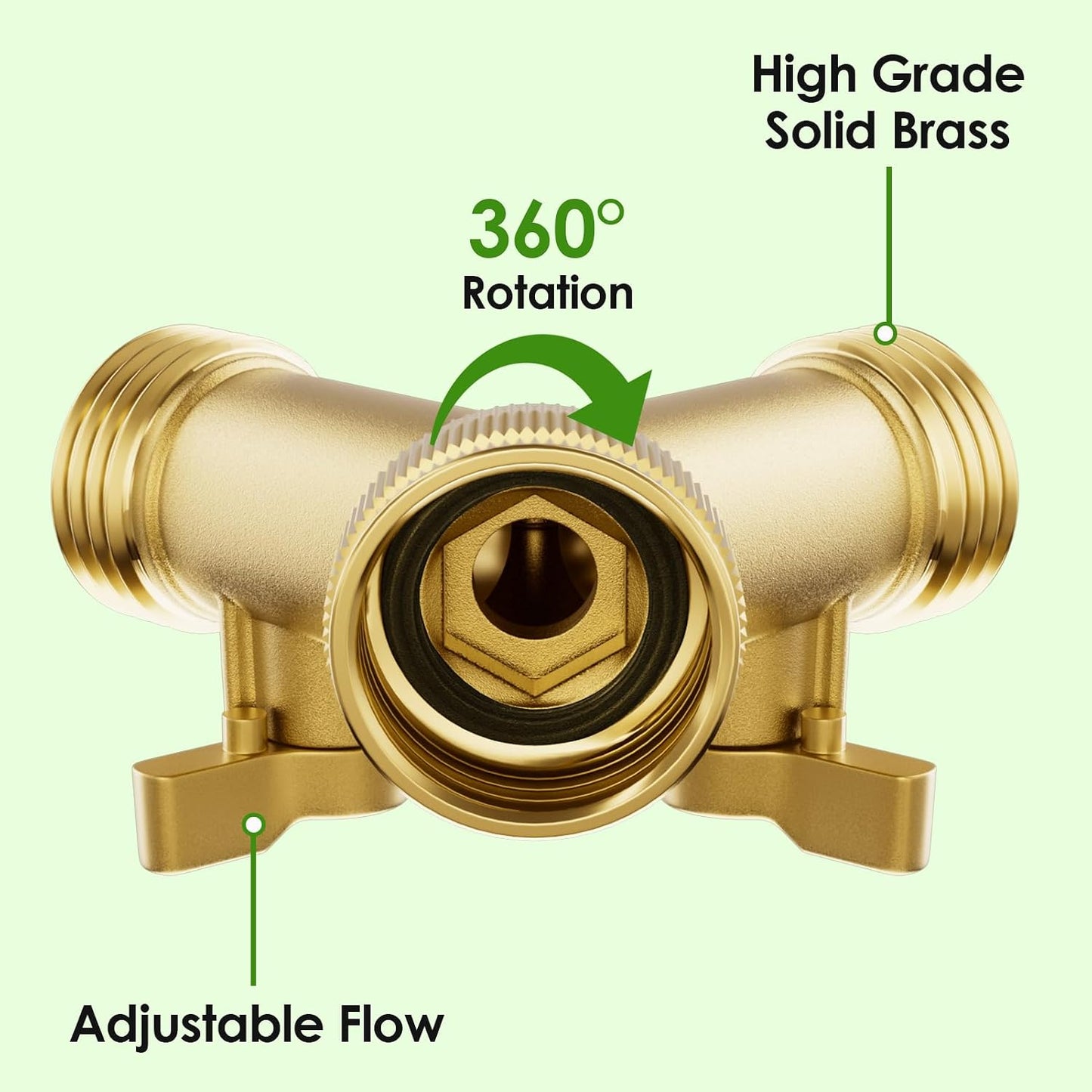 2 Way Brass Garden Hose Splitter