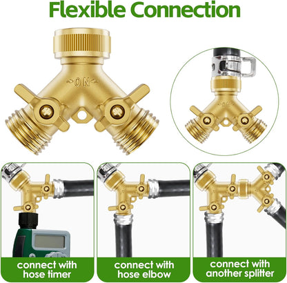 2 Way Brass Garden Hose Splitter