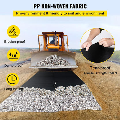 4FTx300FT Premium Heavy Duty Weed Barrier Landscape Fabric, 3.2OZ Woven Geotextile Fabric Under Gravel, High Permeability for Weed Blocker Weed Mat, Driveway Fabric, Weed Control Garden Cloth