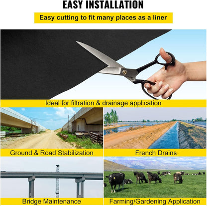 4FTx300FT Premium Heavy Duty Weed Barrier Landscape Fabric, 3.2OZ Woven Geotextile Fabric Under Gravel, High Permeability for Weed Blocker Weed Mat, Driveway Fabric, Weed Control Garden Cloth
