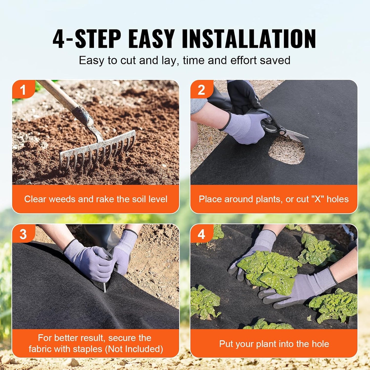 4FTx300FT Premium Heavy Duty Weed Barrier Landscape Fabric, 3.2OZ Woven Geotextile Fabric Under Gravel, High Permeability for Weed Blocker Weed Mat, Driveway Fabric, Weed Control Garden Cloth