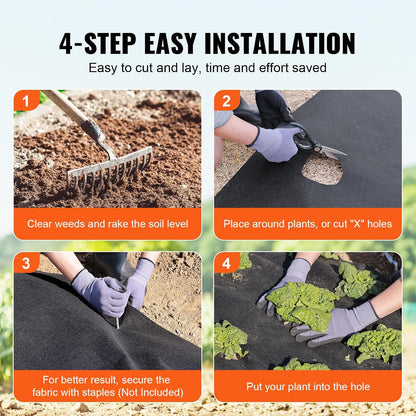 4FTx300FT Premium Heavy Duty Weed Barrier Landscape Fabric, 3.2OZ Woven Geotextile Fabric Under Gravel, High Permeability for Weed Blocker Weed Mat, Driveway Fabric, Weed Control Garden Cloth