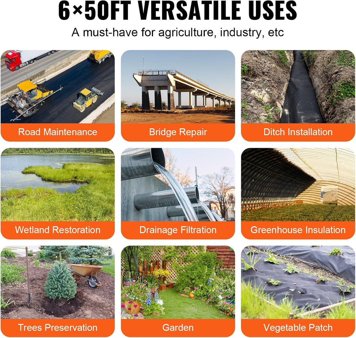 4FTx300FT Premium Heavy Duty Weed Barrier Landscape Fabric, 3.2OZ Woven Geotextile Fabric Under Gravel, High Permeability for Weed Blocker Weed Mat, Driveway Fabric, Weed Control Garden Cloth