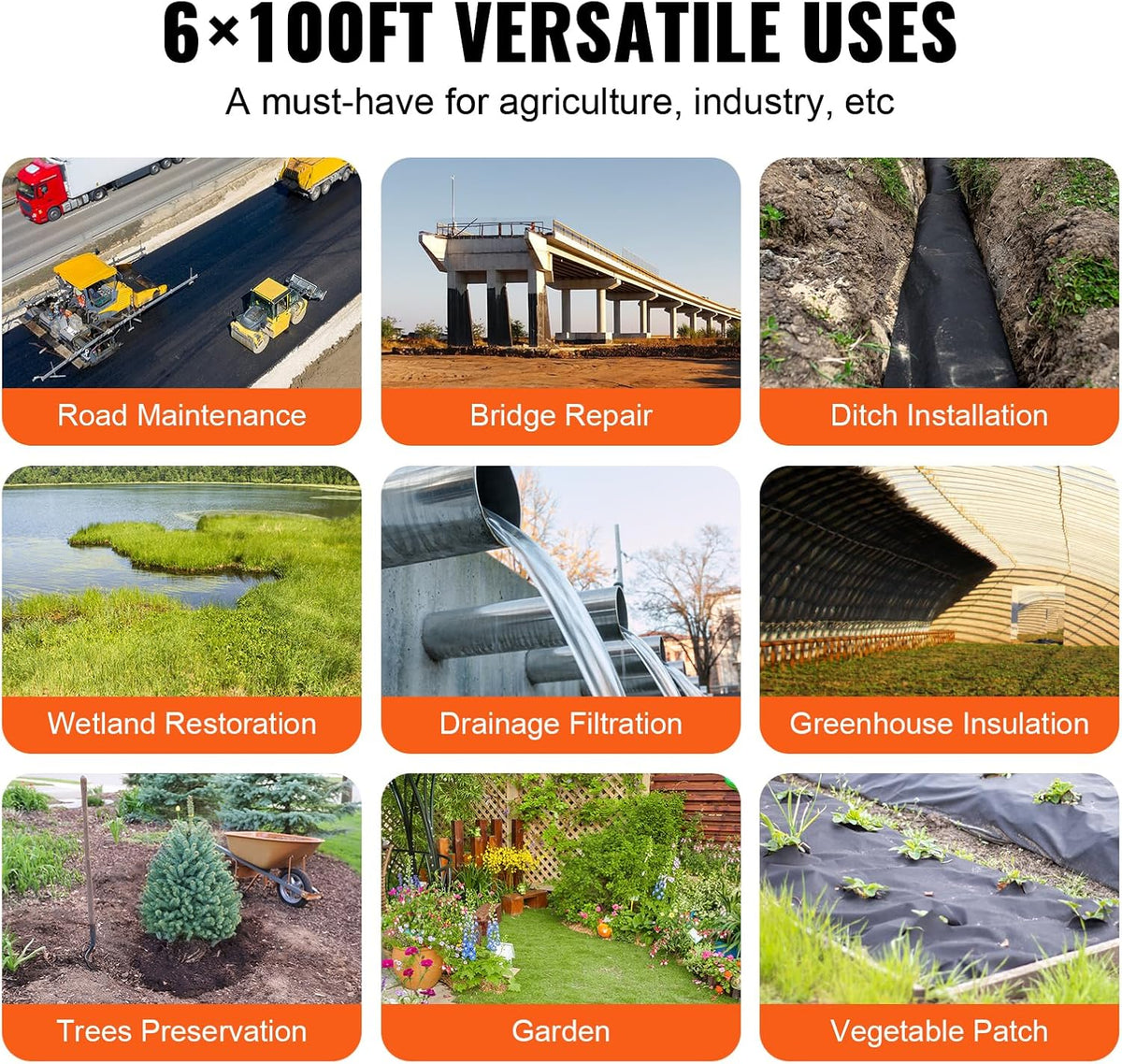 4FTx300FT Premium Heavy Duty Weed Barrier Landscape Fabric, 3.2OZ Woven Geotextile Fabric Under Gravel, High Permeability for Weed Blocker Weed Mat, Driveway Fabric, Weed Control Garden Cloth