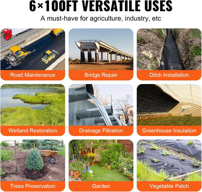 4FTx300FT Premium Heavy Duty Weed Barrier Landscape Fabric, 3.2OZ Woven Geotextile Fabric Under Gravel, High Permeability for Weed Blocker Weed Mat, Driveway Fabric, Weed Control Garden Cloth