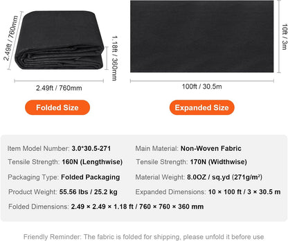 4FTx300FT Premium Heavy Duty Weed Barrier Landscape Fabric, 3.2OZ Woven Geotextile Fabric Under Gravel, High Permeability for Weed Blocker Weed Mat, Driveway Fabric, Weed Control Garden Cloth