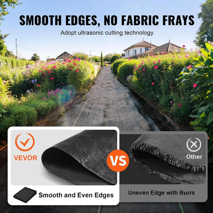 4FTx300FT Premium Heavy Duty Weed Barrier Landscape Fabric, 3.2OZ Woven Geotextile Fabric Under Gravel, High Permeability for Weed Blocker Weed Mat, Driveway Fabric, Weed Control Garden Cloth