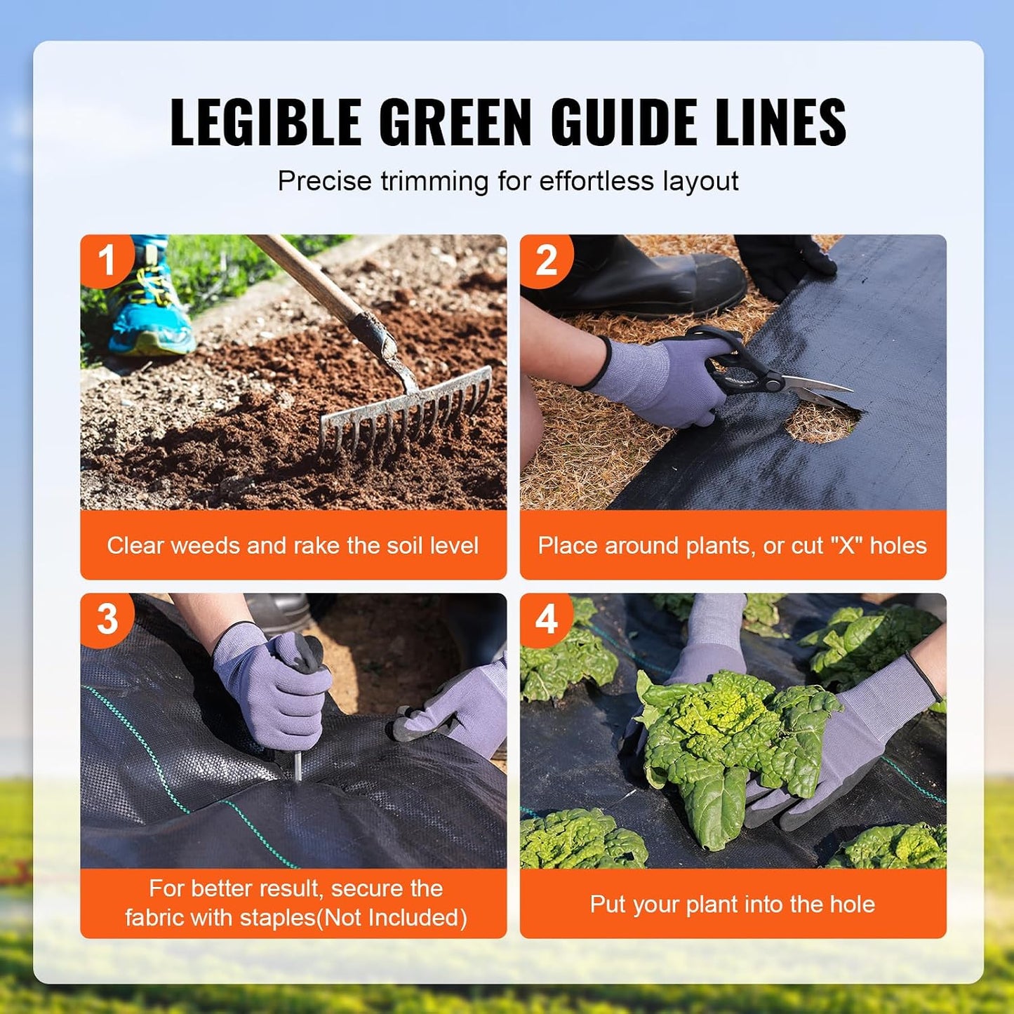 4FTx300FT Premium Heavy Duty Weed Barrier Landscape Fabric, 3.2OZ Woven Geotextile Fabric Under Gravel, High Permeability for Weed Blocker Weed Mat, Driveway Fabric, Weed Control Garden Cloth