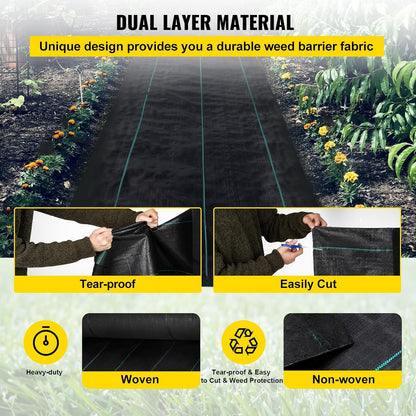 4FTx300FT Premium Heavy Duty Weed Barrier Landscape Fabric, 3.2OZ Woven Geotextile Fabric Under Gravel, High Permeability for Weed Blocker Weed Mat, Driveway Fabric, Weed Control Garden Cloth
