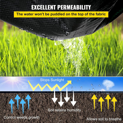 4FTx300FT Premium Heavy Duty Weed Barrier Landscape Fabric, 3.2OZ Woven Geotextile Fabric Under Gravel, High Permeability for Weed Blocker Weed Mat, Driveway Fabric, Weed Control Garden Cloth