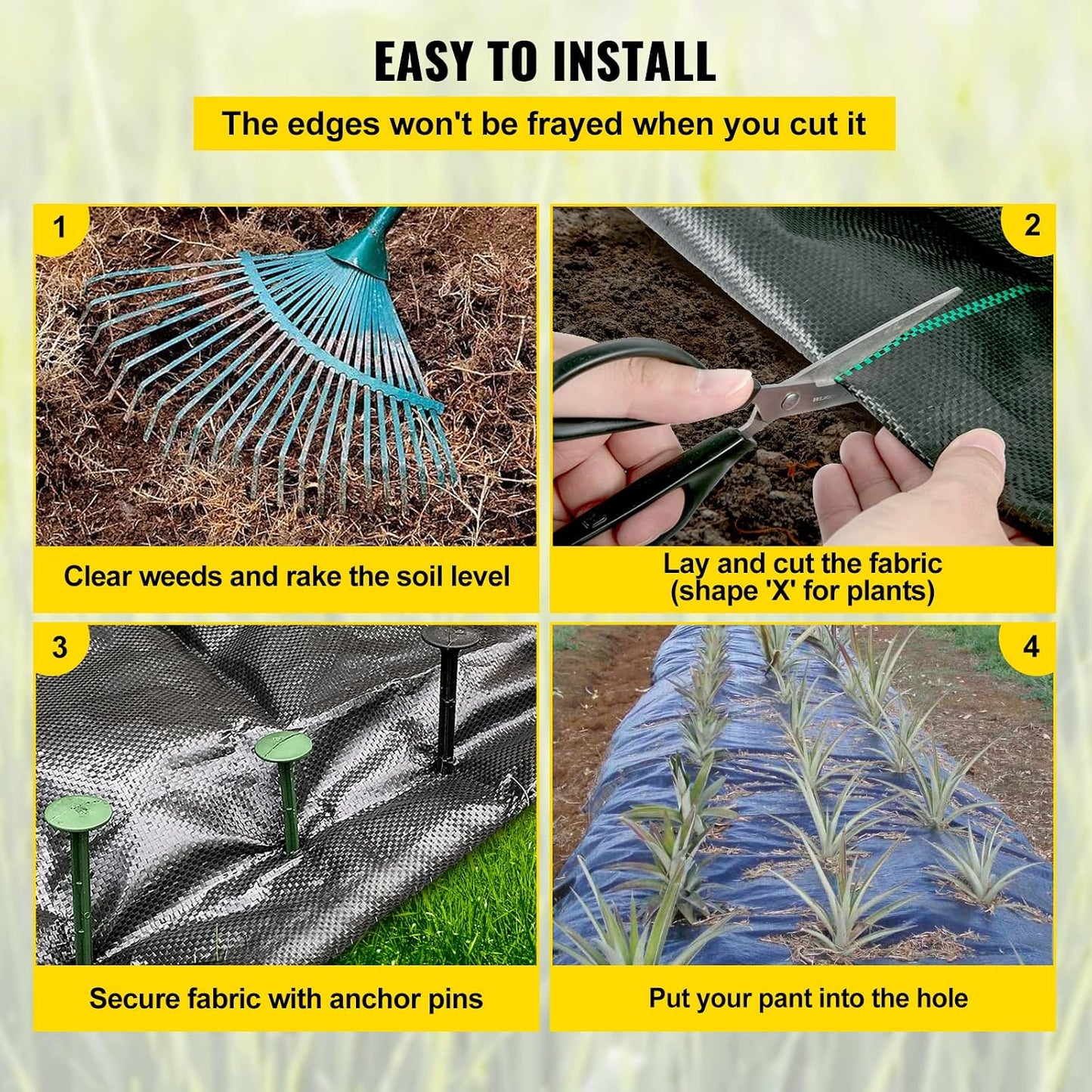4FTx300FT Premium Heavy Duty Weed Barrier Landscape Fabric, 3.2OZ Woven Geotextile Fabric Under Gravel, High Permeability for Weed Blocker Weed Mat, Driveway Fabric, Weed Control Garden Cloth