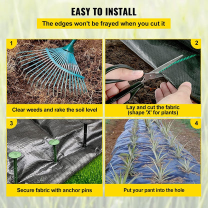 4FTx300FT Premium Heavy Duty Weed Barrier Landscape Fabric, 3.2OZ Woven Geotextile Fabric Under Gravel, High Permeability for Weed Blocker Weed Mat, Driveway Fabric, Weed Control Garden Cloth