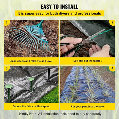 4FTx300FT Premium Heavy Duty Weed Barrier Landscape Fabric, 3.2OZ Woven Geotextile Fabric Under Gravel, High Permeability for Weed Blocker Weed Mat, Driveway Fabric, Weed Control Garden Cloth