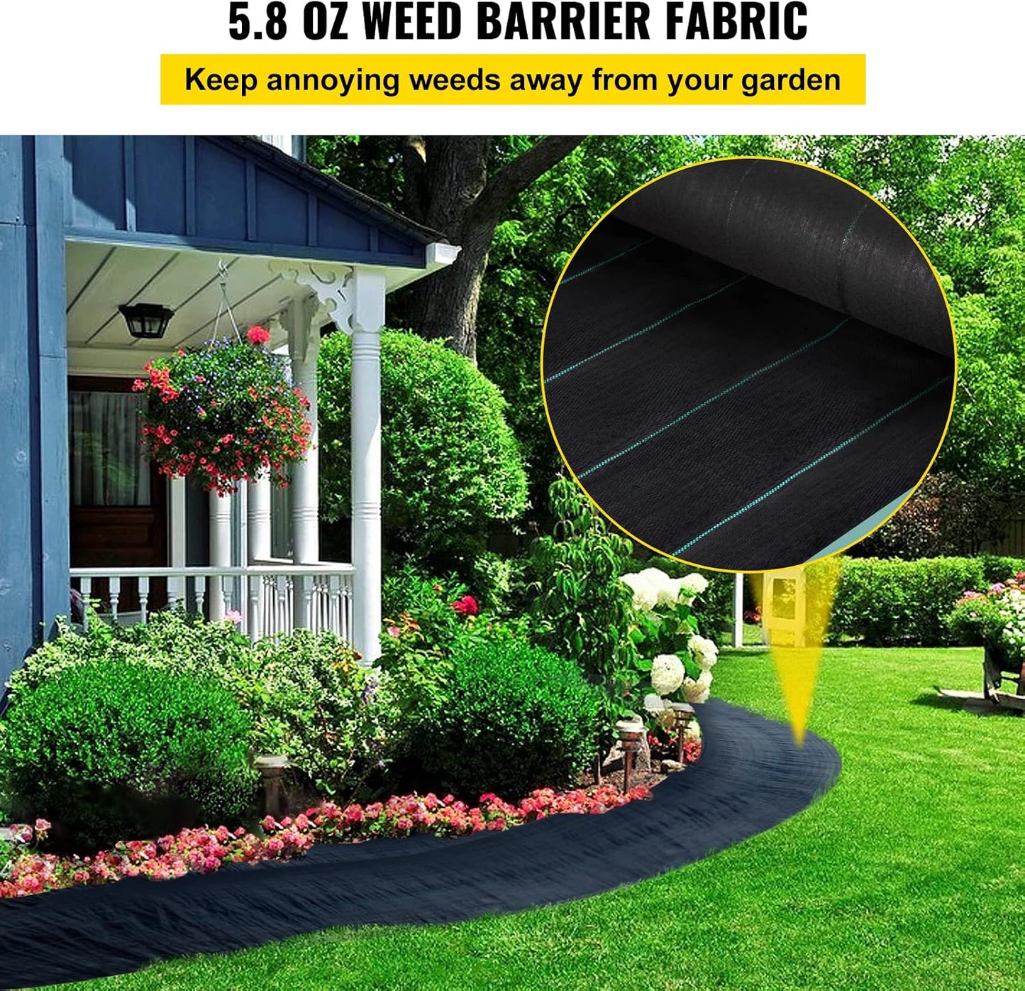 4FTx300FT Premium Heavy Duty Weed Barrier Landscape Fabric, 3.2OZ Woven Geotextile Fabric Under Gravel, High Permeability for Weed Blocker Weed Mat, Driveway Fabric, Weed Control Garden Cloth