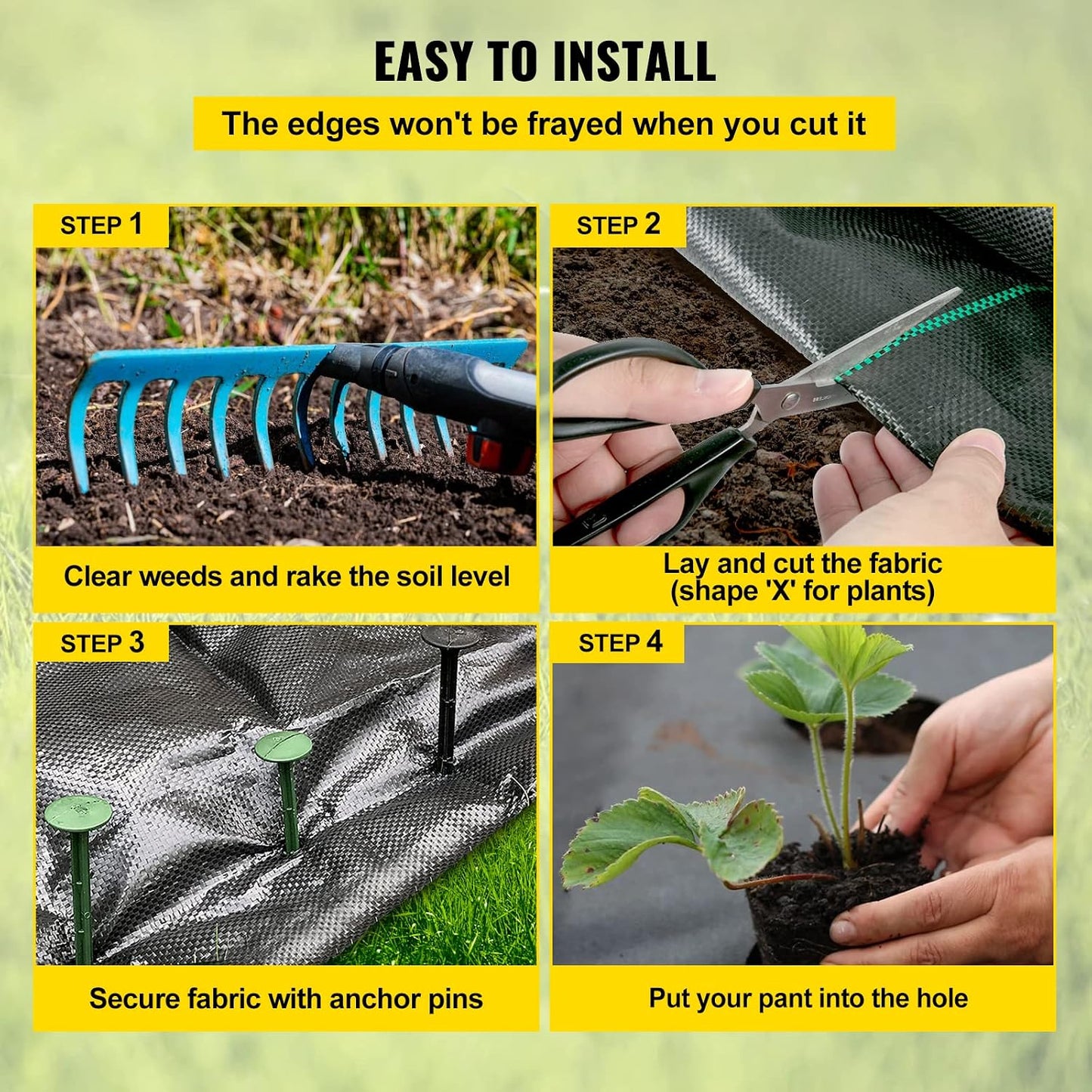 4FTx300FT Premium Heavy Duty Weed Barrier Landscape Fabric, 3.2OZ Woven Geotextile Fabric Under Gravel, High Permeability for Weed Blocker Weed Mat, Driveway Fabric, Weed Control Garden Cloth