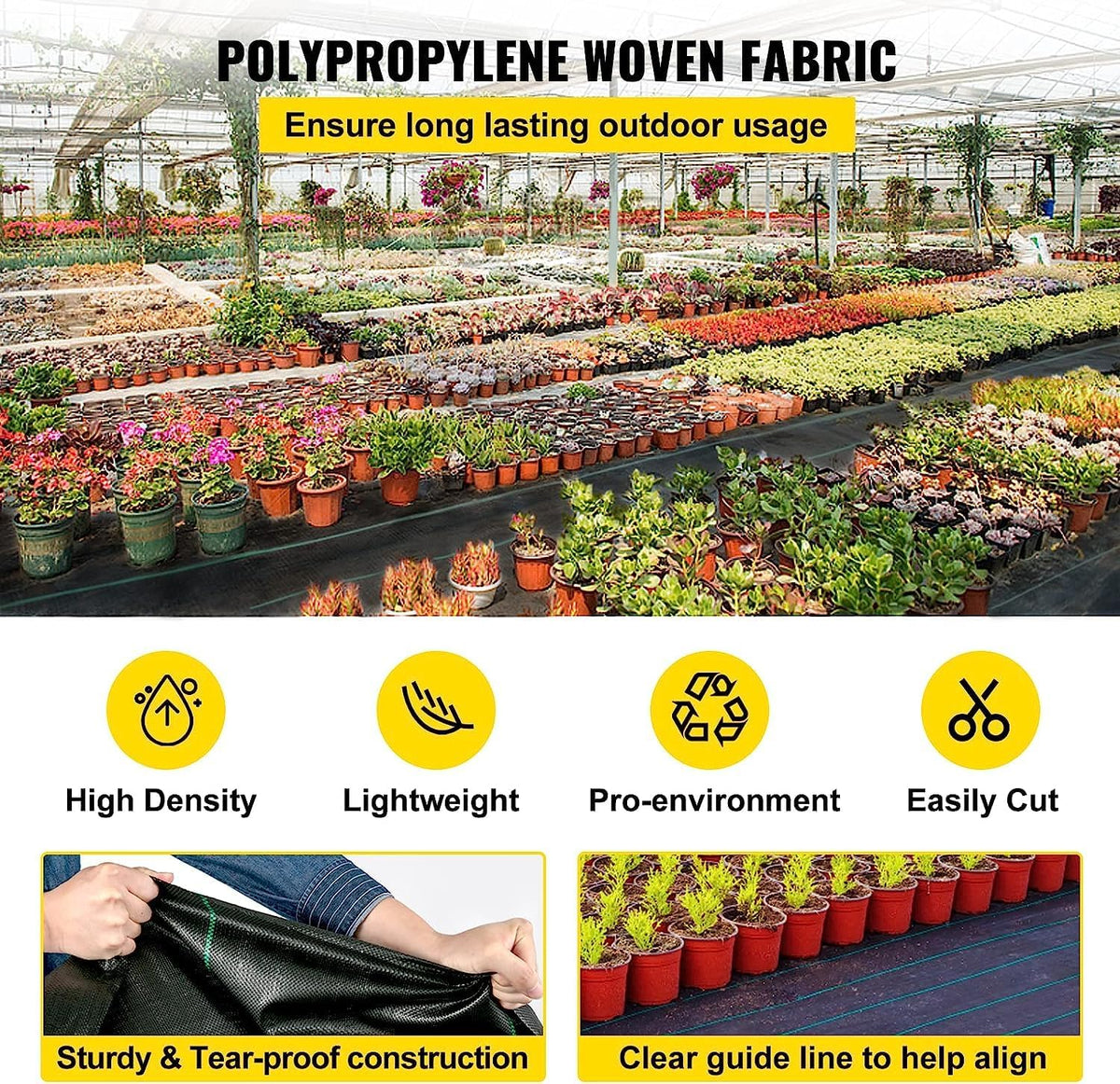 4FTx300FT Premium Heavy Duty Weed Barrier Landscape Fabric, 3.2OZ Woven Geotextile Fabric Under Gravel, High Permeability for Weed Blocker Weed Mat, Driveway Fabric, Weed Control Garden Cloth