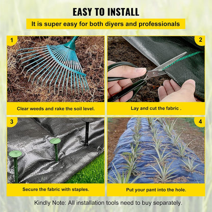 4FTx300FT Premium Heavy Duty Weed Barrier Landscape Fabric, 3.2OZ Woven Geotextile Fabric Under Gravel, High Permeability for Weed Blocker Weed Mat, Driveway Fabric, Weed Control Garden Cloth
