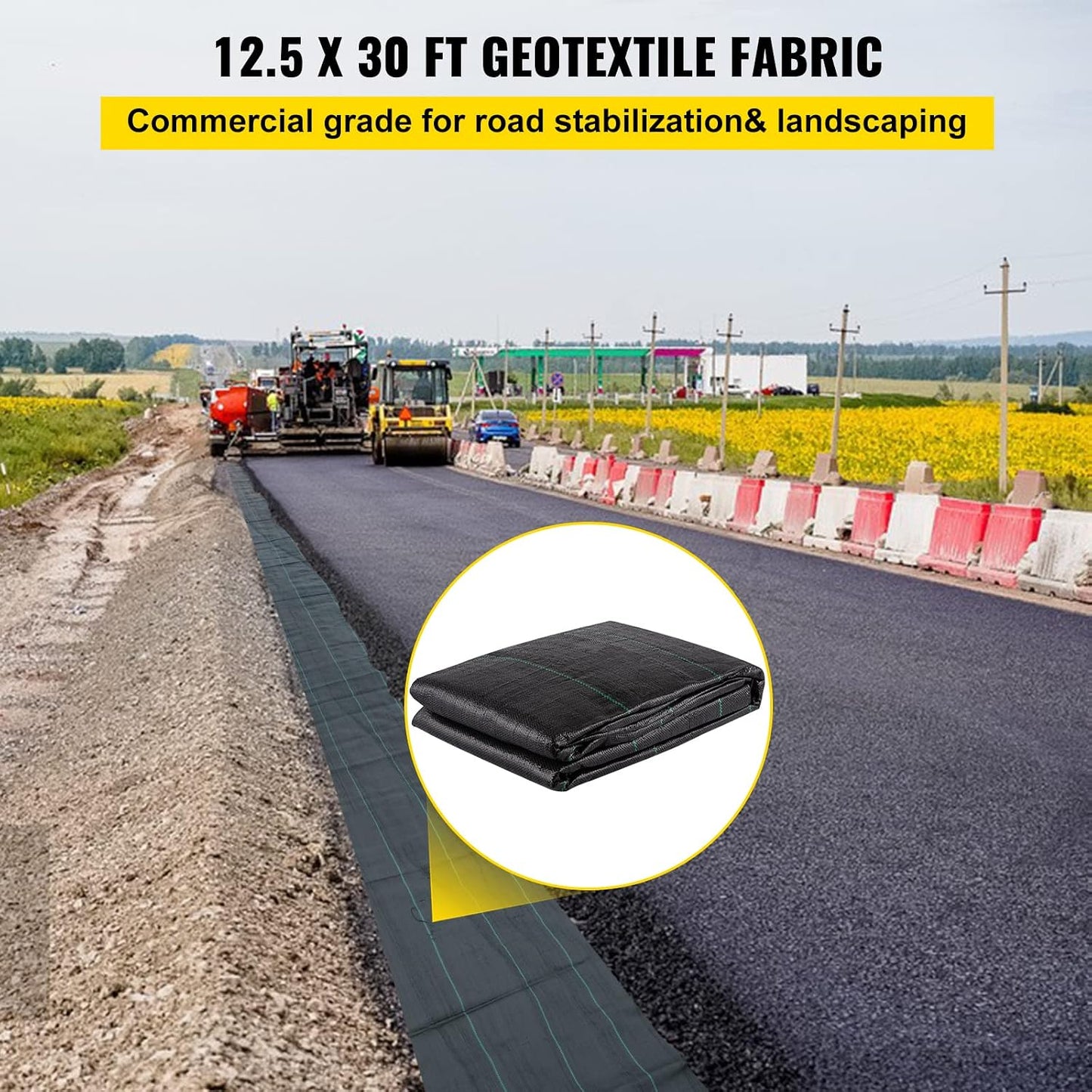 4FTx300FT Premium Heavy Duty Weed Barrier Landscape Fabric, 3.2OZ Woven Geotextile Fabric Under Gravel, High Permeability for Weed Blocker Weed Mat, Driveway Fabric, Weed Control Garden Cloth
