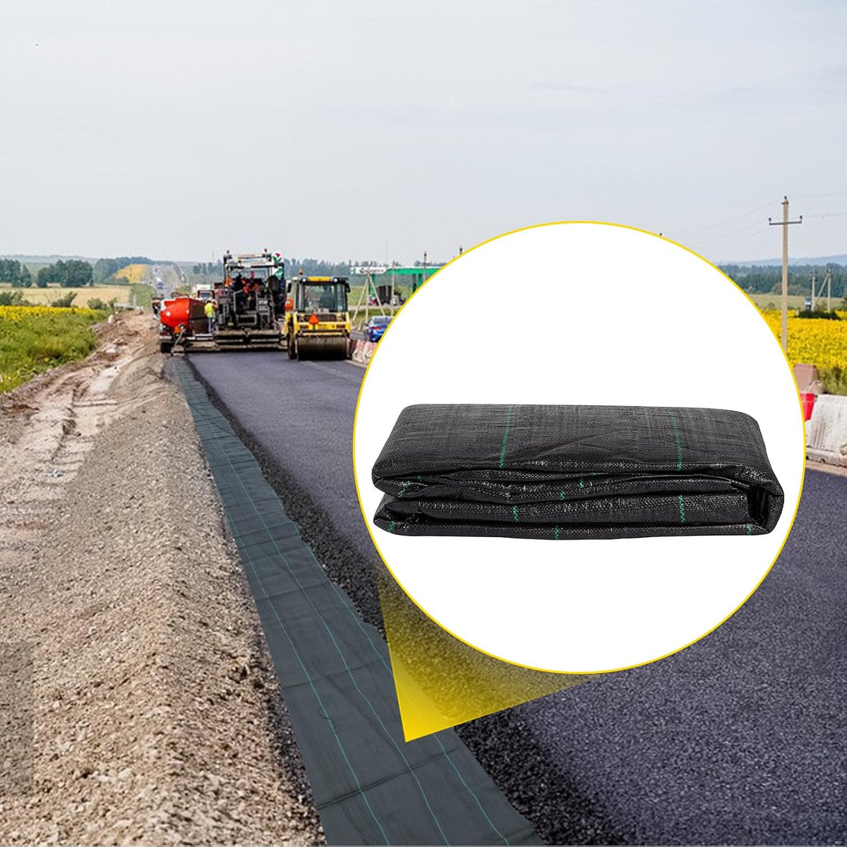4FTx300FT Premium Heavy Duty Weed Barrier Landscape Fabric, 3.2OZ Woven Geotextile Fabric Under Gravel, High Permeability for Weed Blocker Weed Mat, Driveway Fabric, Weed Control Garden Cloth