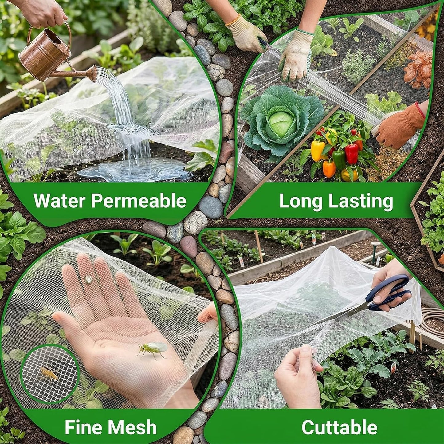 10FT x 20FT Garden Netting Ultra Fine Mesh Netting Plant Cover Insect Bird Netting Barrier for Garden Protection Row Cover for Raised Beds/Greenhouse Vegetables Fruits Flowers Trees