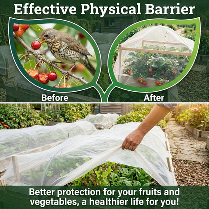 10FT x 20FT Garden Netting Ultra Fine Mesh Netting Plant Cover Insect Bird Netting Barrier for Garden Protection Row Cover for Raised Beds/Greenhouse Vegetables Fruits Flowers Trees